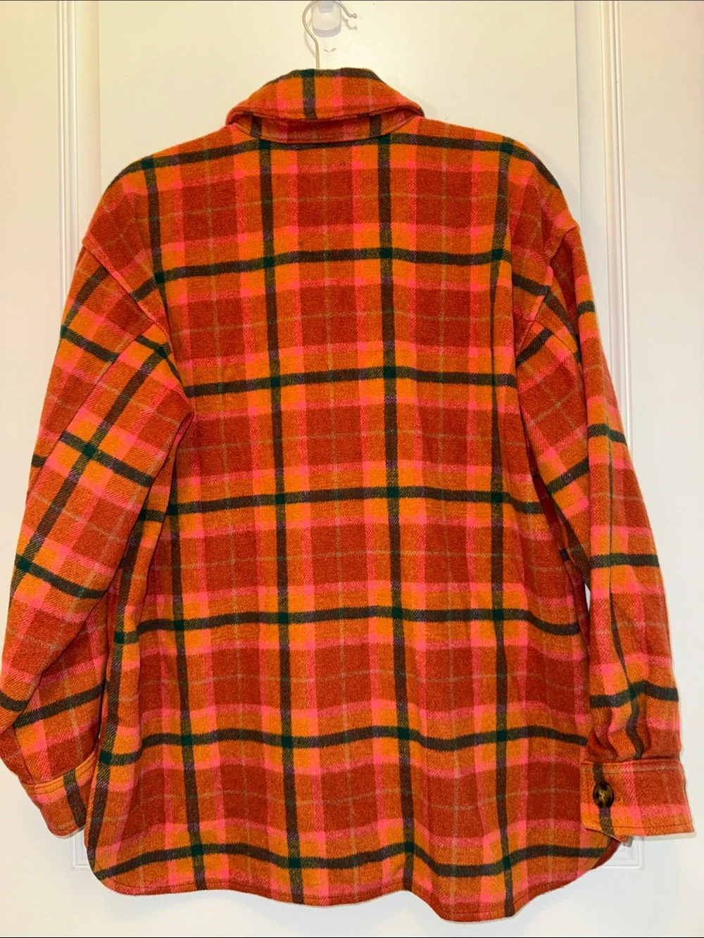 Wild Fable Orange Plaid Button-Up Flannel Shacket Jacket - Women medium